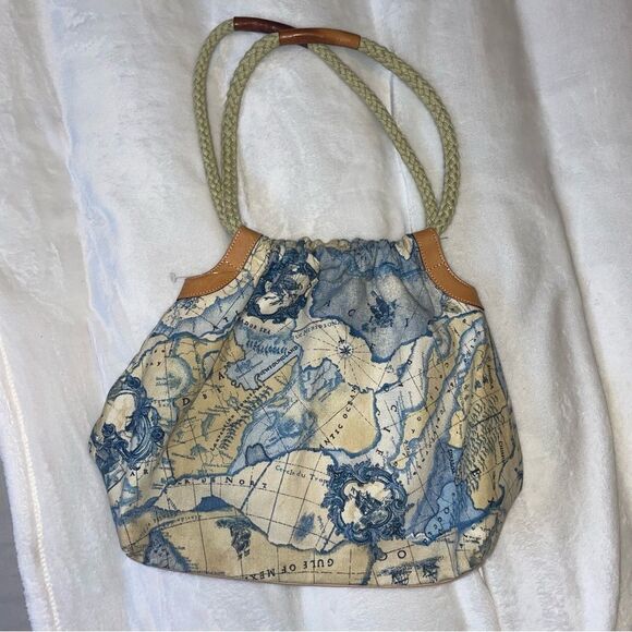 Fossil Handbags - Fossil Canvas Map Bag Travel Satchel